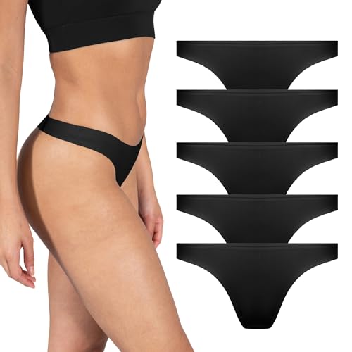 SMILODOX Seamless String Slips Damen, Nahtlos Hipster, Unsichtbare Unterhosen, Stabiler Halt mit Innenzug, Bequeme Unterwäsche, Sexy Fauen Panties Bikini 5er Pack Tanga, im Sale