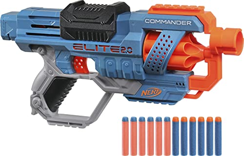 Hasbro E9485EU4 Nerf Elite 2 Commander RD-6 Blaster, 12 Nerf Darts, 6-Dart Rotationstrommel, Tactical Rail Steckschienen, Befestigungspunkte im Sale