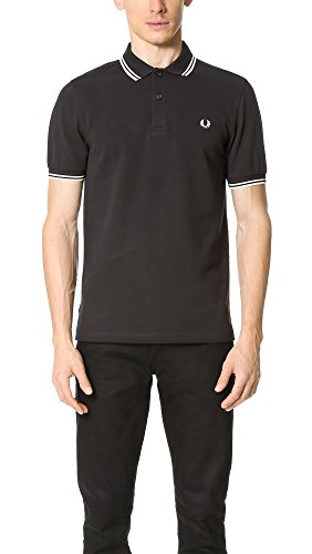 Fred Perry Twin Tipped Shirt Poloshirt für Herren, Black Warm Stone Shaded Stone, Small im Sale