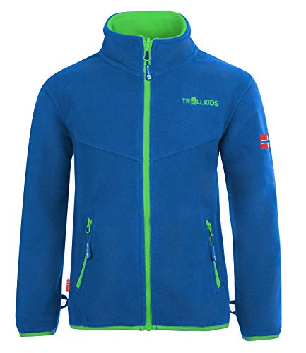 Trollkids Kinder Oppdal XT Fleece Jacke, Mittelblau/Hellgrün, im Sale