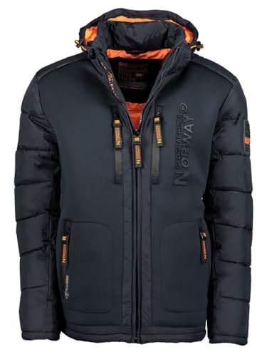 Geographical Norway Beachwood Men - Herren Warme Jacke Gewebe - Dicken Mantel Kapuze Outdoor Pelzmantel - Winterjacke Jacken Outdoor Perfekt Ourdoorjacke (Marine 5XL) im Sale