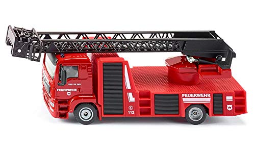 siku 2114, Feuerwehr Drehleiter, 1:50, Metall/Kunststoff, Rot, Ausziehbare Drehleiter