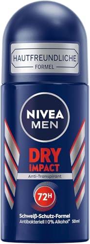 NIVEA MEN Dry Impact Deo Roll-On, Anti-Transpirant für ein trockenes Hautgefühl, 72h Schweiß-Schutz und Dual-Active-Formel (50 ml) im Sale