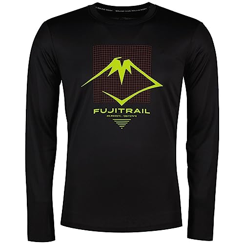 ASICS 2011C720-002 Fujitrail Logo LS TOP Sweatshirt Herren Performance Black/Antique RED/NEON Lime im Sale