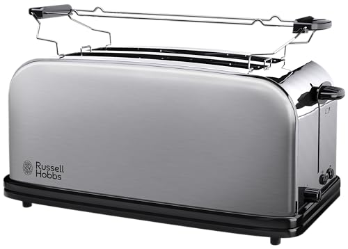 Russell Hobbs Toaster [2-Schlitz-Langschlitz für 4 Scheiben / 2 breite Brotscheiben] Adventure Edelstahl (extra breite Toastschlitze, inkl. Brötchenaufsatz, 6 Bräunungsstufen + Auftaufunktion)23610-56 im Sale