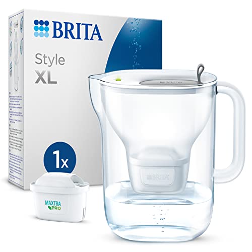 BRITA Wasserfilter-Kanne Style XL hellgrau (3,6l) inkl. 1 MAXTRA PRO All-in-1 Kartusche – großer Filter im modernen Design für den Kühlschrank zur Reduzierung von Kalk, Chlor, Blei & Kupfer im Sale