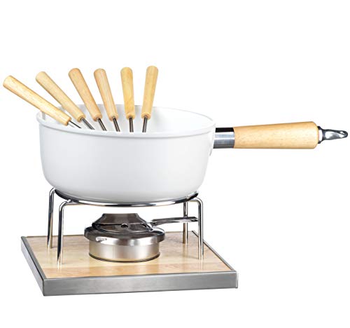 MÄSER 931889 Käsefondue Set für 6 Personen, 9-teiliges Komplettset für Fondue nach Schweizer Art mit Keramik beschichtetem Topf, im hübschen Geschenkkarton, Aluminium, 2.2 liters im Sale