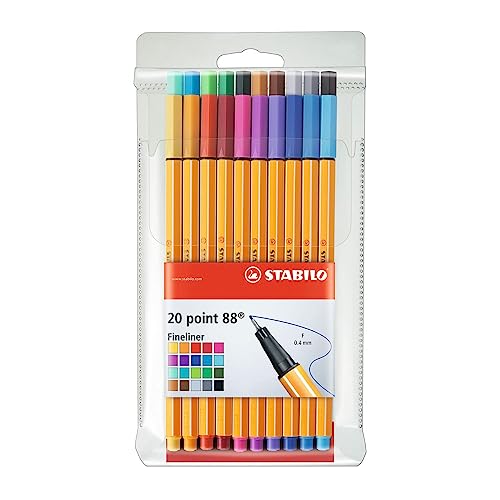 Fineliner - STABILO point 88 - 20er Pack - mit 20 verschiedenen Farben