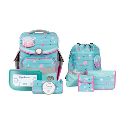 SCHOOL-MOOD - Schulranzen Set Meerjungfrau, 7-teilig - Timeless Air+ - ergonomischer Schulranzen Jungen & Mädchen - Schultasche für Kinder in der 1. bis 4. Klasse - Lilly (Meerjungfrau) im Sale