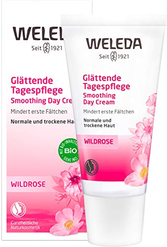 WELEDA Bio Wildrose Glättende Tagespflege, Naturkosmetik Gesichtscreme für trockene Haut zum Schutz vor Falten und Hautalterung, für Vitalität und Elastizität der Haut (1 x 30 ml)