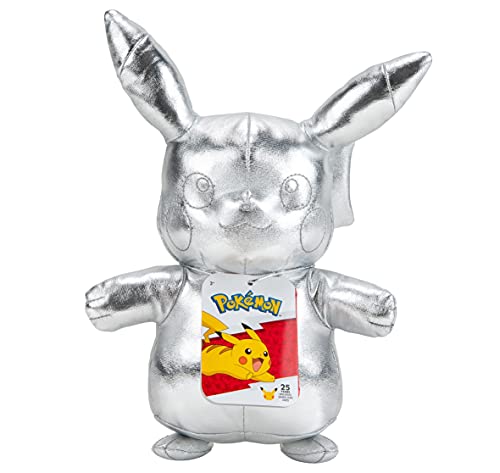 Pokémon BO38284, Pikachu Plüsch (Silber, 20cm), 25 Jahre Silbernes Jubiläum - silbernes Plüsch