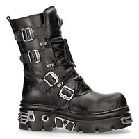 Thumbnail for New Rock Echtleder Stiefel Schwarz 373 S4 Biker Goth Emo Boots Rabat Preis im Sale