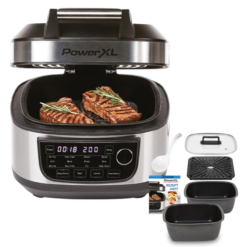 PowerXL MultiCooker Innentopf-Set - 12 in 1 Multikocher mit Warmhaltefunktion - Heißluftfritteuse, Backofen, Bratpfanne uvm. - 5,7 Liter - 12 Kochprogramme - Airfryer - 80% weniger Fett