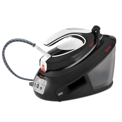 TEFAL SV8055 EXPRESS ANTI-CALC | abnehmbarer Kalk-Kollektor | 450 g/Min. Dampfstoß | leistungsstarker 6,5-Bar-Druck | Smart Temp-Technologie | Eco-Modus | 1,8 L Wassertank | Schwarz/weiß