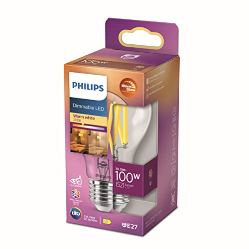 Philips LED Classic E27 Filament Lampe Warm Glow (100 W), dimmbare LED Lampe mit warmweißem Licht, energiesparende Lampe mit langer Nutzlebensdauer im Sale