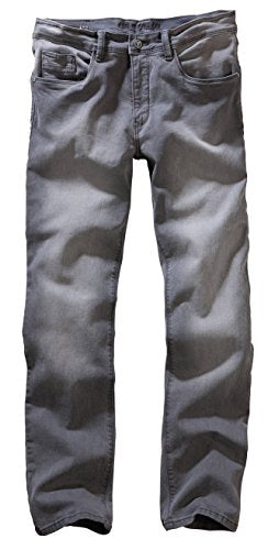 Carlo Colucci Herren Stretch 5-Pocket Trend Jeans Hose Mod. Enrico, Regular Gerade Hellgrau Midgrey Used (33/30) im Sale