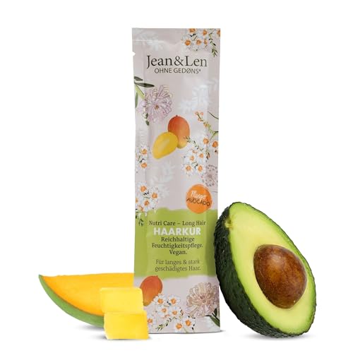 Jean & Len Nutri Care - Long Hair Haarkur Mango & Avocado, reduziert Haarbruch, pflegt langes & stark geschädigtes Haar intensiv, Haarkur ohne Silikone & Parabene, vegan, 20 ml im Sale