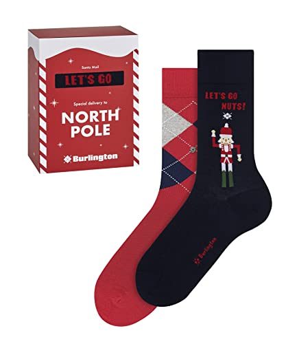 Burlington Herren X-Mas Gift Box Baumwolle dünn gemustert 2 Paar Socken, blickdicht, Mehrfarbig (Sortiment 10), 40-46 (2er Pack)