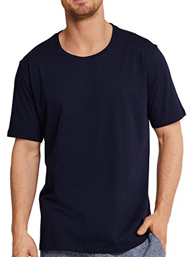 Schiesser Herren Schlafshirt Kurzarm Rundhals - Mix + Relax Schlafanzugoberteil, Dunkelblau_163832, 58 EU im Sale