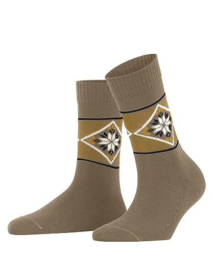 Burlington Damen Socken Retro Ski Schurwolle gemustert 1 Paar, Braun (Camel 5038), 36-41 im Sale