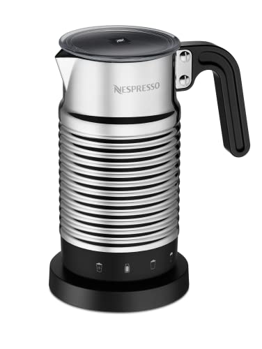 NESPRESSO Aeroccino 4 Milchaufschäumer, Elektrischer Schaumaufbereiter für 120 ml cremigen Milchschaum und 240 ml heiße Milch, spülmaschinenfester Aufschäumer, Silber im Sale