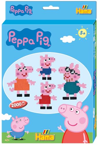 Hama Perlen 7965 Kleines Geschenk-Set Peppa Wutz mit ca. 2.000 bunten Midi Bügelperlen mit Durchmesser 5 mm, Stiftplatte, inkl. Bügelpapier, kreativer Bastelspaß für Groß und Klein im Sale