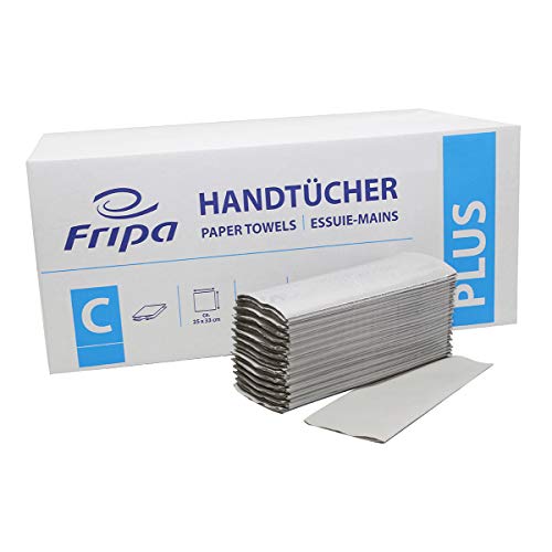 Fripa Papiertücher Plus: 1-lagig, 20x156 Tücher, 100% Recycling, C-Falz, reißfest, Naturfarbe