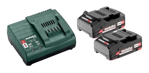 Metabo Basis-Set 2 x Li-Ion 2,0 Ah – 685161000 – Akkuset für effizientes und schnelles Laden – Inklusive 18-V-Akkus und Ladegerät