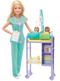 Thumbnail for Barbie You Can Be Anything Serie, Baby Doctor, Barbie-Puppe mit blondem Haar, zwei Babys, Arztkleidung, Barbie-Zubehör, 3 Barbie-Puppen enthalten, Geschenk für Kinder, Spielzeug ab 3 Jahre,GKH23 im Sale