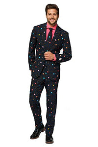 Thumbnail for OppoSuits Herren Prom Suits for Men – Pac-Man – Comes with Jacket, Pants and Tie in Funny Designs Männeranzug, Schwarz (Black), 50 im Sale