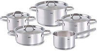 Thumbnail for Fissler Family Line / Edelstahl-Topfset, 5-teilig, Kochtopf-Set , Töpfe mit Deckel, spülmaschinen-geeignet, Induktion, alle Herdarten (3 Kochtöpfe, 1 Bratentopf, 1 Stielkasserolle-deckellos)