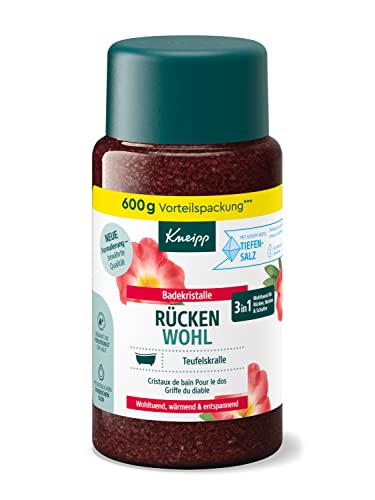 Kneipp Badekristalle Rücken Wohl - Badesalz mit Extrakt der Teufelskralle - naturreines Tiefensalz der Saline Luisenhall & ätherische Öle aus Lavendel & Cajeput - für Rücken, Nacken & Schulter - 60g im Sale