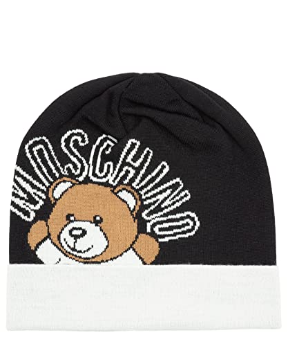 Moschino Damen Teddy Bear Mütze Black - White im Sale