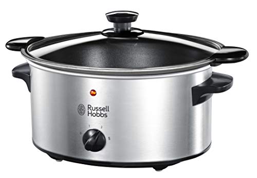 Russell Hobbs Slow Cooker [antihaftbeschichteter 3,5l Gartopf] Schongarer Edelstahl (3 Temperatureinstellungen & Warmhaltefunktion, 160 Watt) Slowcooker 22740-56 im Sale