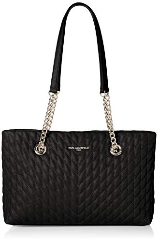 KARL LAGERFELD Damen Karolina Chain Carry Bag Tragetasche, Schwarz / Gold, Einheitsgröße EU im Sale