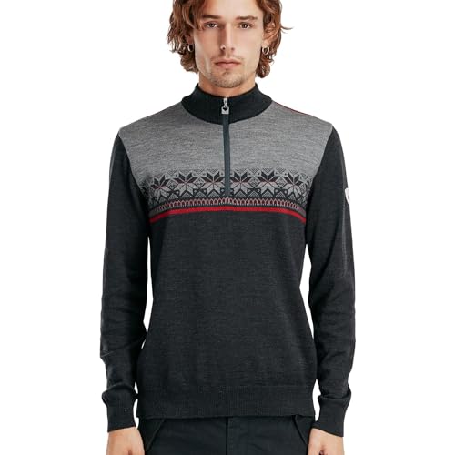 Dale of Norway Liberg Sweater – Pullover aus Merinowolle für Herren, Navy / Off White / Raspberry, im Sale