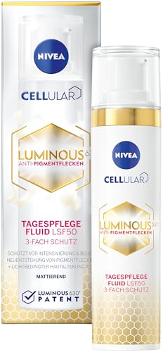 NIVEA Cellular LUMINOUS630 Anti-Pigmentflecken Tagespflege Fluid (40 ml), mattierende Gesichtspflege mit LSF 50 und Vitamin E, Fluid mit 3-fach Schutz für ein ebenmäßiges Hautbild im Sale