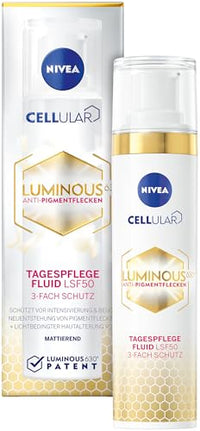 Thumbnail for NIVEA Cellular LUMINOUS630 Anti-Pigmentflecken Tagespflege Fluid (40 ml), mattierende Gesichtspflege mit LSF 50 und Vitamin E, Fluid mit 3-fach Schutz für ein ebenmäßiges Hautbild im Sale