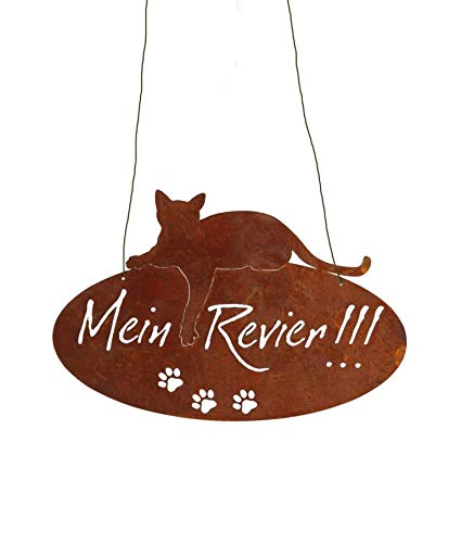 S2T Katzenschild, Mein Revier, oval, Edelrost,50x32cm im Sale