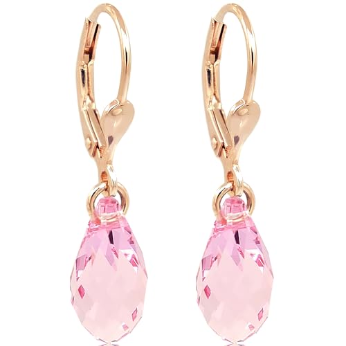 Ohrringe Rosegold Rosa Tropfen Swarovski Kristalle 925 Sterling Silber NOBEL SCHMUCK im Sale