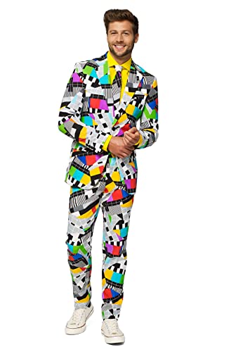 OppoSuits Lustige Verrückt Abschlussball Anzüge für Herren - Komplettes Set: Jackett, Hose und Krawatte,Mehrfarbig,62 im Sale