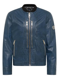 Thumbnail for Carlo Colucci Herren Lederjacke in Krokooptik Navy 52 im Sale