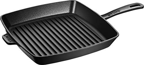 STAUB Amerikanische Grillpfanne aus emailliertem Gusseisen, 26 cm, Für alle Herdarten inkl. Induktion & Backofen, Schwarz im Sale