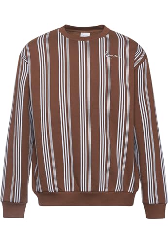 Karl Kani Herren KM233-027-2 KK Small Signature Striped Crew XXL Brown/Light Blue