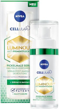 Thumbnail for NIVEA Serum gegen Pigmentflecken und Pickelmale, mattierende Gesichtspflege mit Salicylsäure für ebenmäßige Haut, Cellular LUMINOUS630® Anti-Pigmentflecken Pickelmale Serum (30 ml)