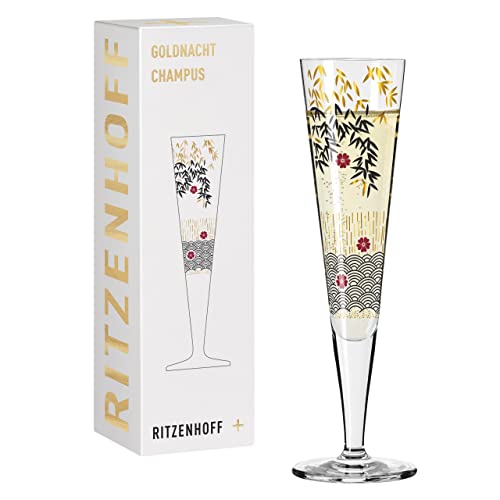 RITZENHOFF 1071019 Champagnerglas 200 ml - Serie Goldnacht Nr. 19 - Edles Designerstück mit Echt-Gold - Made in Germany im Sale