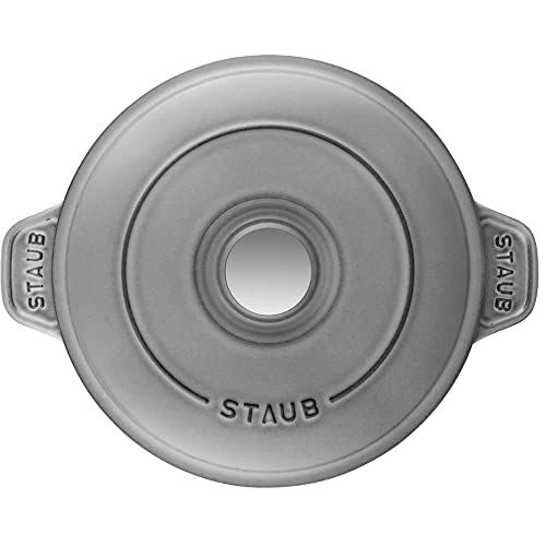 STAUB Ofenform/Servierplatte/Auflaufform mit Deckel, rund, 20 cm, 0,75 l, aus Gusseisen, für alle Herdarten, Graphitgrau