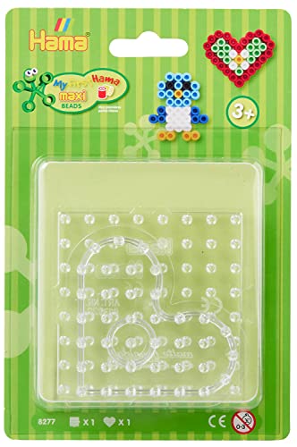 Hama Perlen 8277 Bügelperlen Steckplatten Quadrat und Herz, Blisterpackung geeignet für Maxi-Perlen mit 2 transparenten Motivvorlagen, für Kinder ab 3 Jahren im Sale