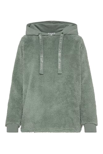 SOCCX Damen Hoodie aus Teddyplüsch mit Sweatkapuze Ivory im Sale