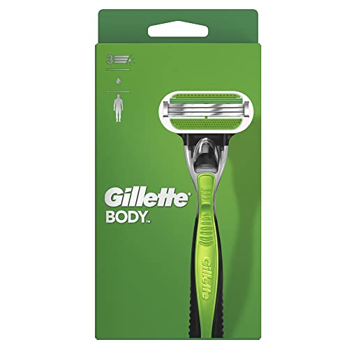 Gillette Body Rasierer Herren, Körperrasierer + 1 Rasierklinge mit 3-fach Klinge, Nassrasierer Herren, Grün